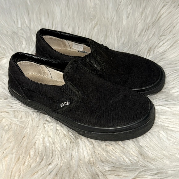 Vans classic canvas slip on skate shoes youth 2 black - Picture 1 of 7